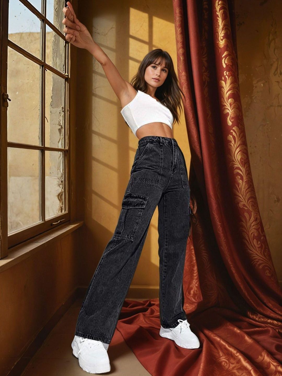 Kotty Women Jean Straight Fit High-Rise Stretchable Jeans