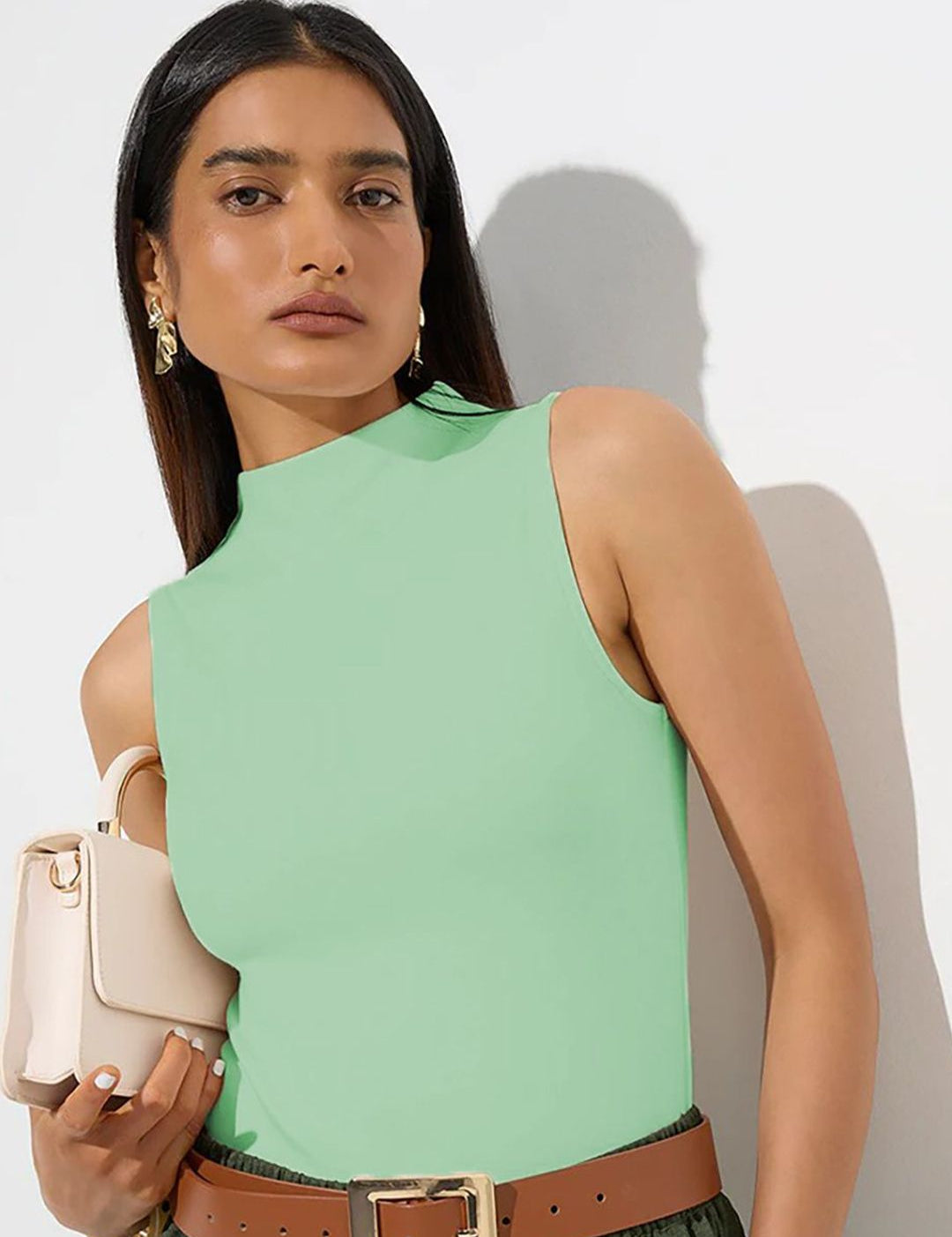 Kotty Women High Neck Sleeveless Fitted Top