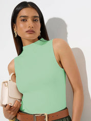 Kotty Women High Neck Sleeveless Fitted Top