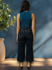 Kotty Women Flared High-Rise Stretchable Cropped Jeans