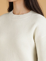 Kotty Women Cable Knit Cotton Ribbed Pullover