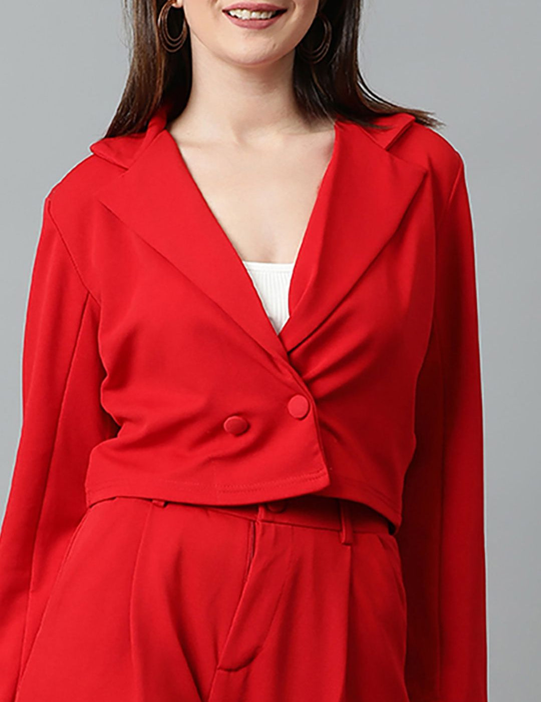 KOTTY Basics Women Double Breasted Crop Blazer