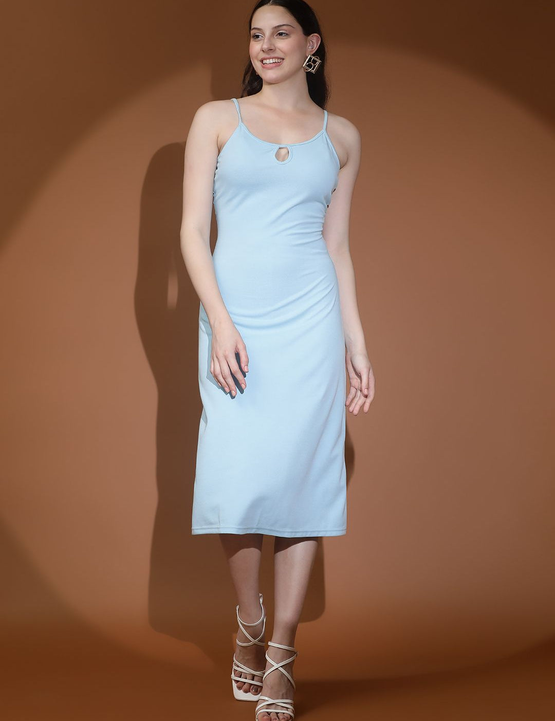 Kotty Women Solid Shoulder Straps Sleeveless A-Line Dress