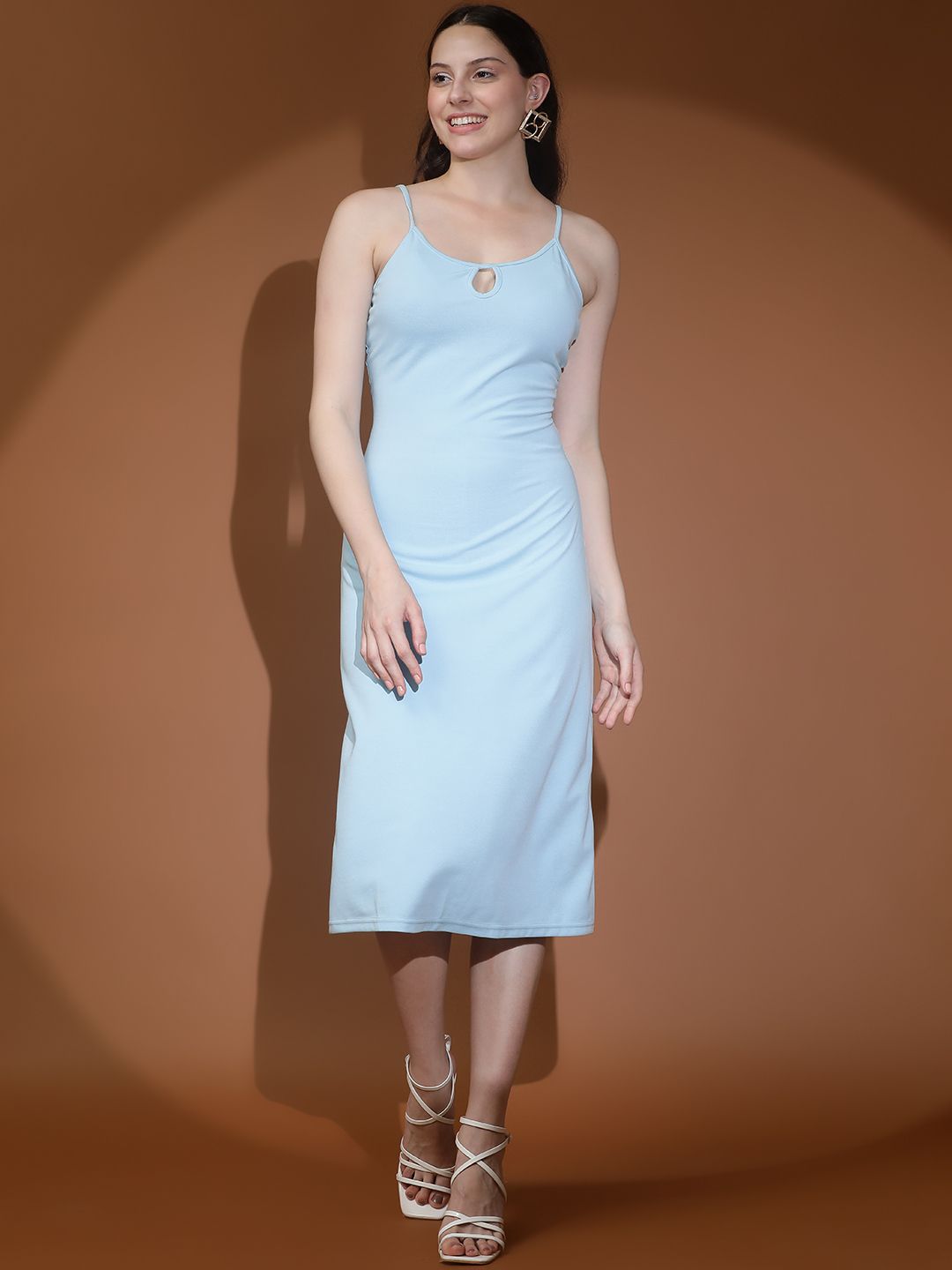 Kotty Women Solid Shoulder Straps Sleeveless A-Line Dress