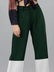 Kotty Women Colourblocked High-Rise Easy Wash Regular Trousers