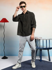 Kotty Vertical Stripes Cotton Spread Collar Short Sleeves Shirt