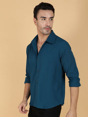 Kotty Men Relaxed Spread Collar Textured Casual Shirt