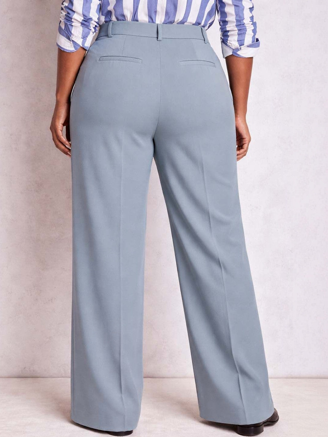 Blue Wide Leg High-Rise Pants for Women – Classic Solid Design | Kotty