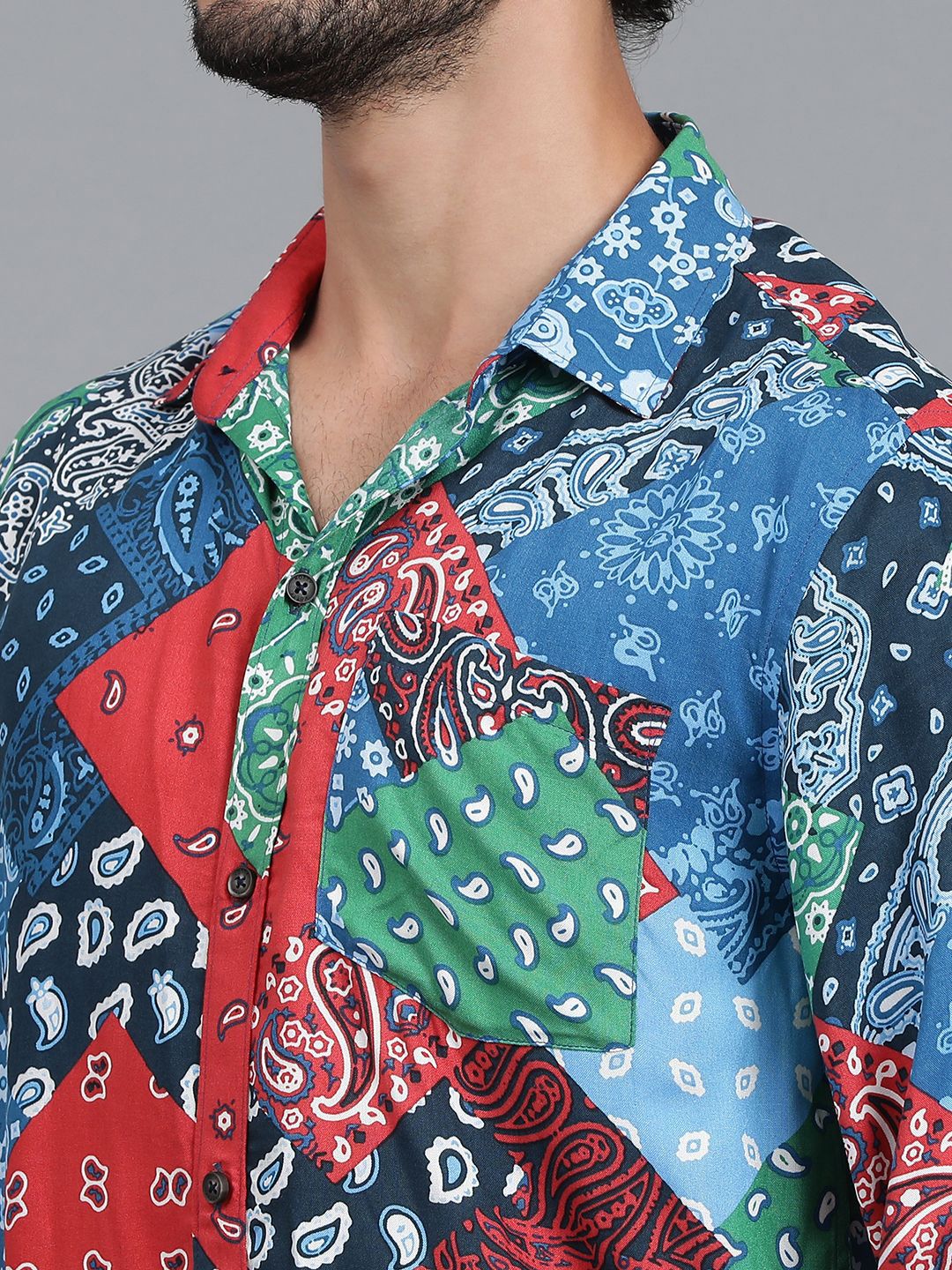 Kotty Men Spread Collar Ethnic Motifs Printed Cotton Casual Shirt