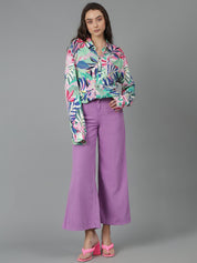 Kotty Women Spread Collar Floral Printed Cotton Oversized Casual Shirt