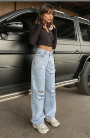 Kotty Women Cotton Straight Fit High-Rise Highly Distressed Stretchable Jeans