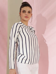 Kotty Women Vertical Striped Round Neck  Top
