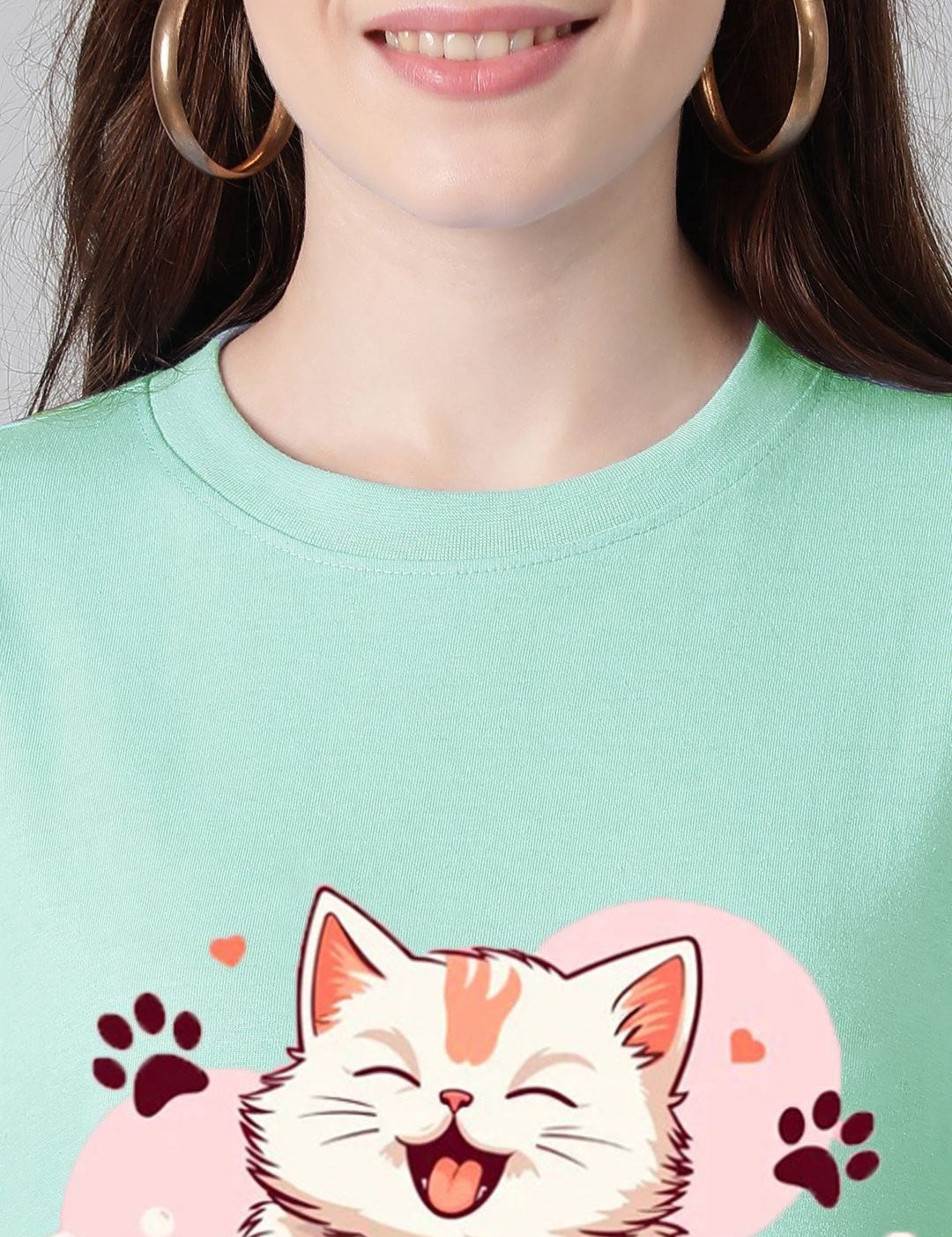 Kotty Women Graphic Printed Round Neck Cotton Oversized T-shirt