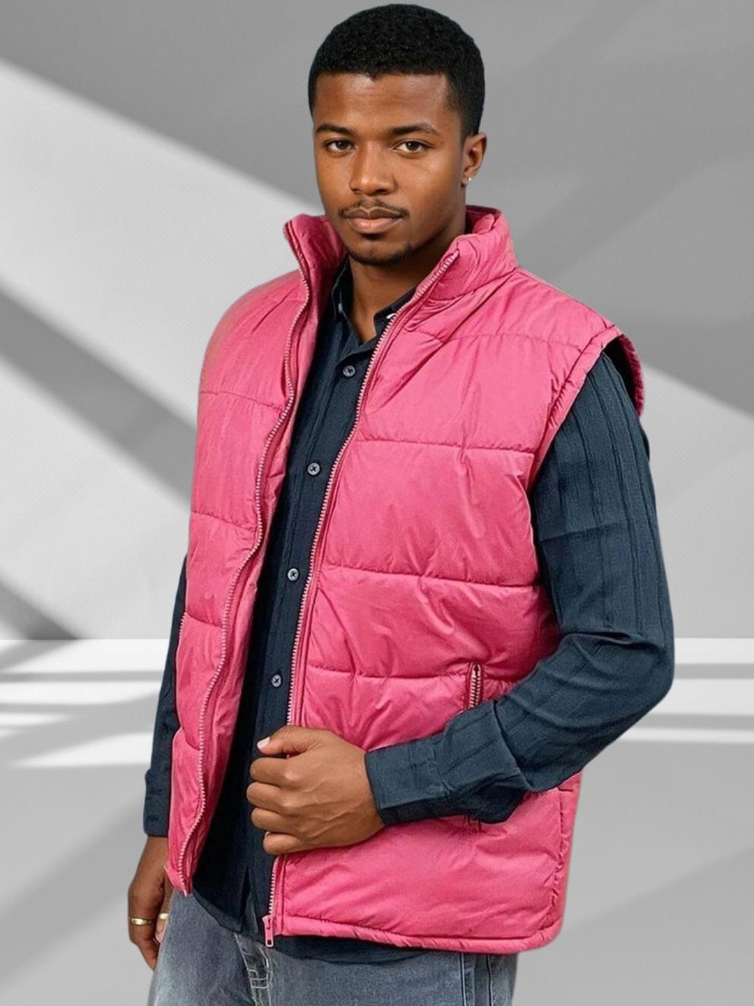 Kotty Men Mock Collar Sleeveless Puffer Jacket