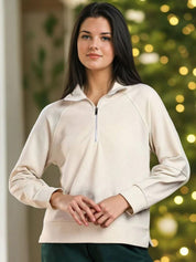 Kotty Women Striped Shirt Collar Sweatshirt