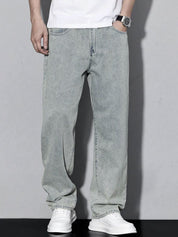 Kotty Men Baggy Fit Mid-Rise Light Fade Stretchable Jeans