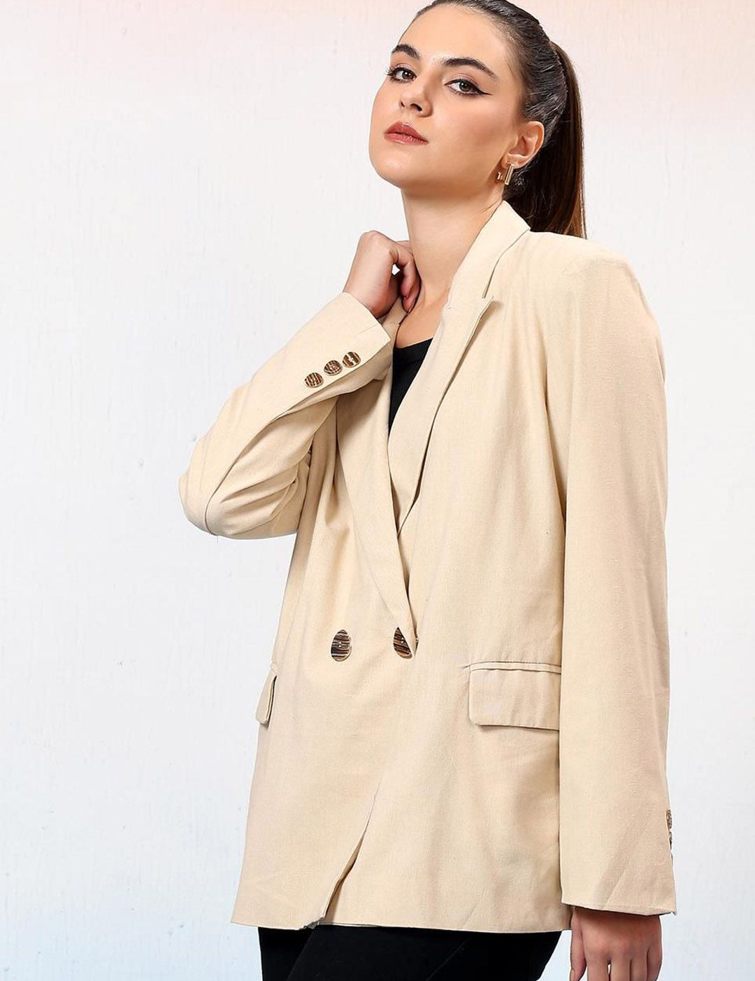 Kotty Notched Lapel Double Breasted Blazer