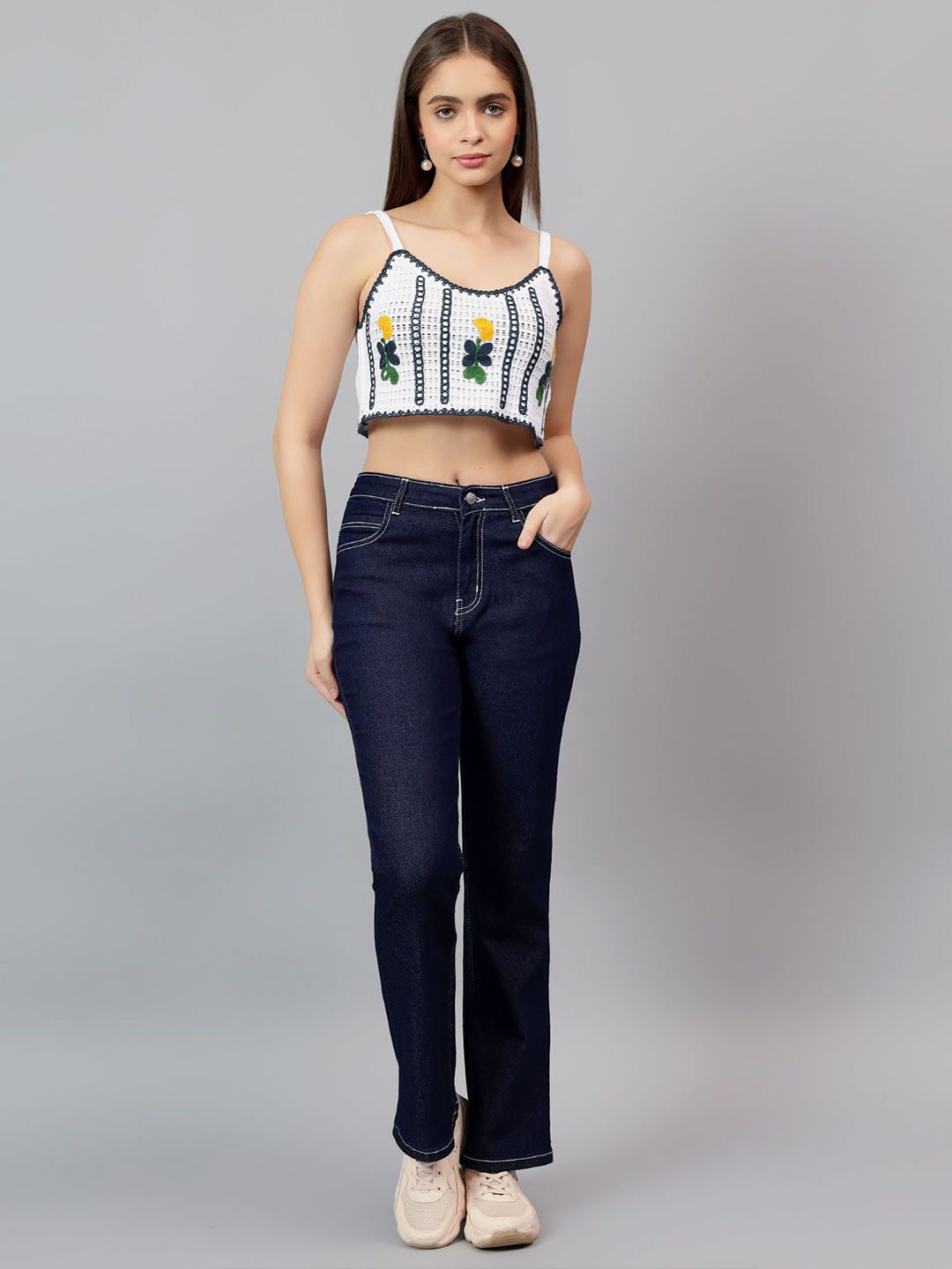 Kotty Women Self Design Scoop Neck Cotton Top