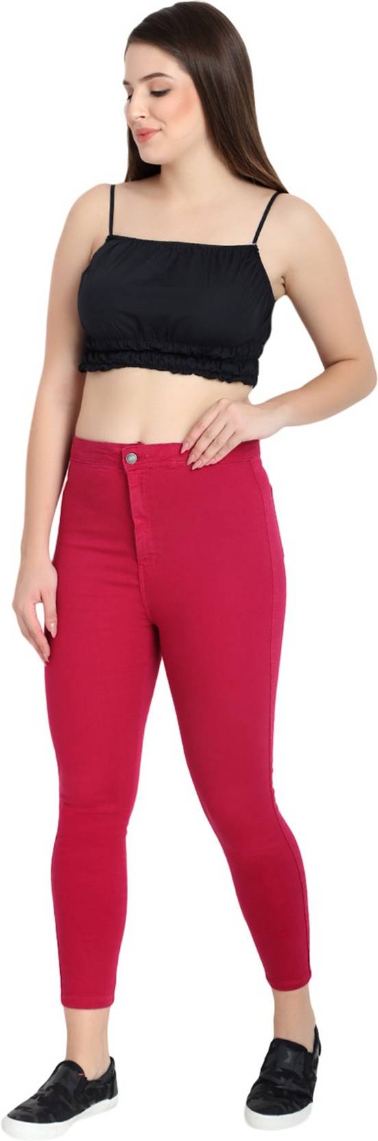 KOTTY  Women Skinny High Rise Red Jeans