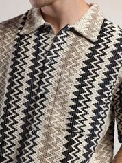 Kotty Men Sheer Striped Casual Shirt