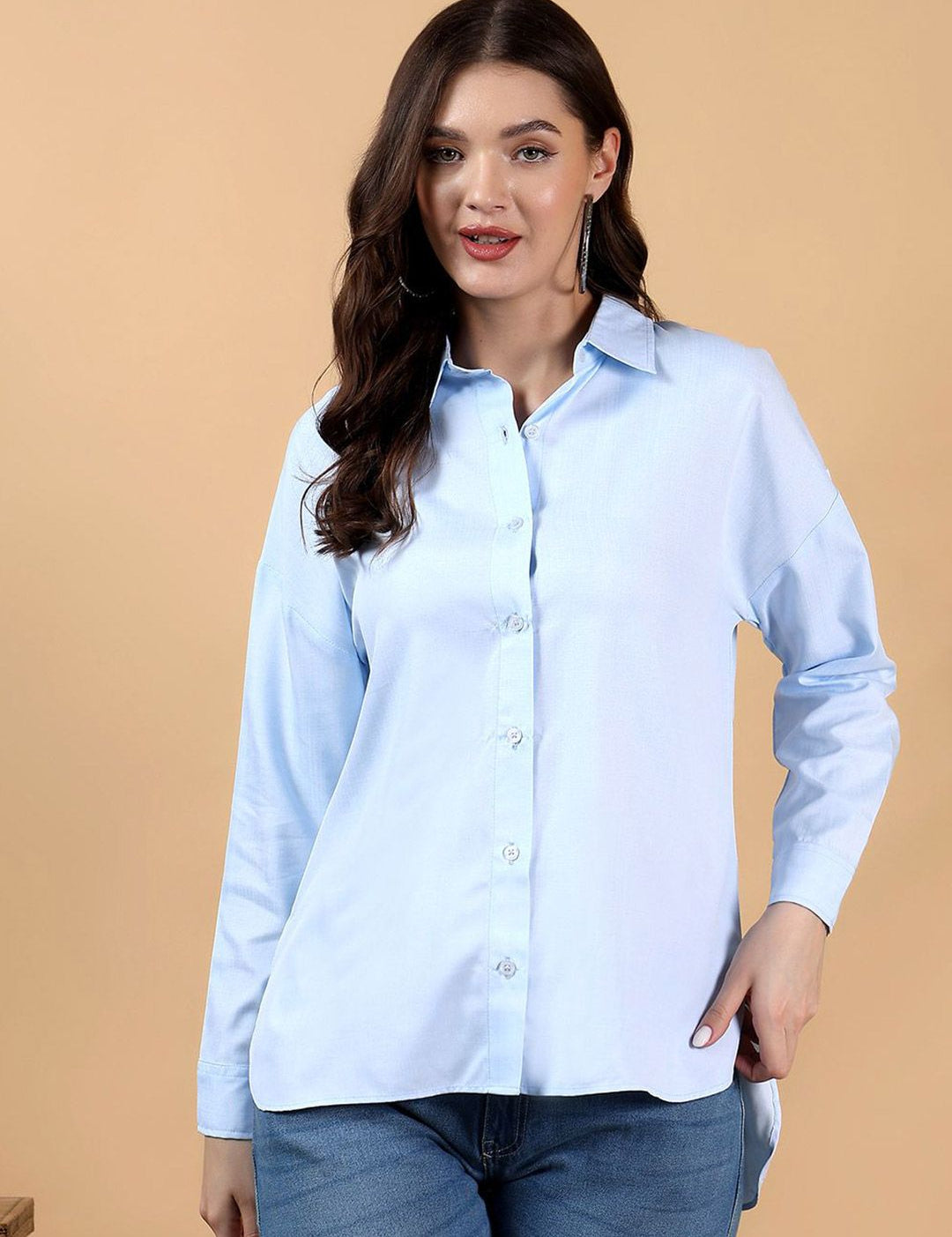 Kotty Women Spread Collar Long Sleeves Shirt