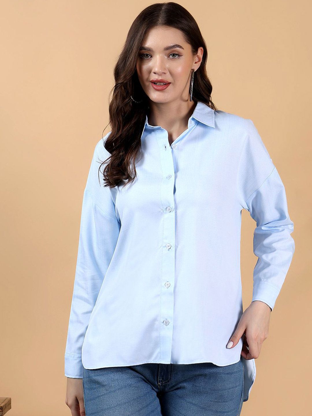 Kotty Women Spread Collar Long Sleeves Shirt