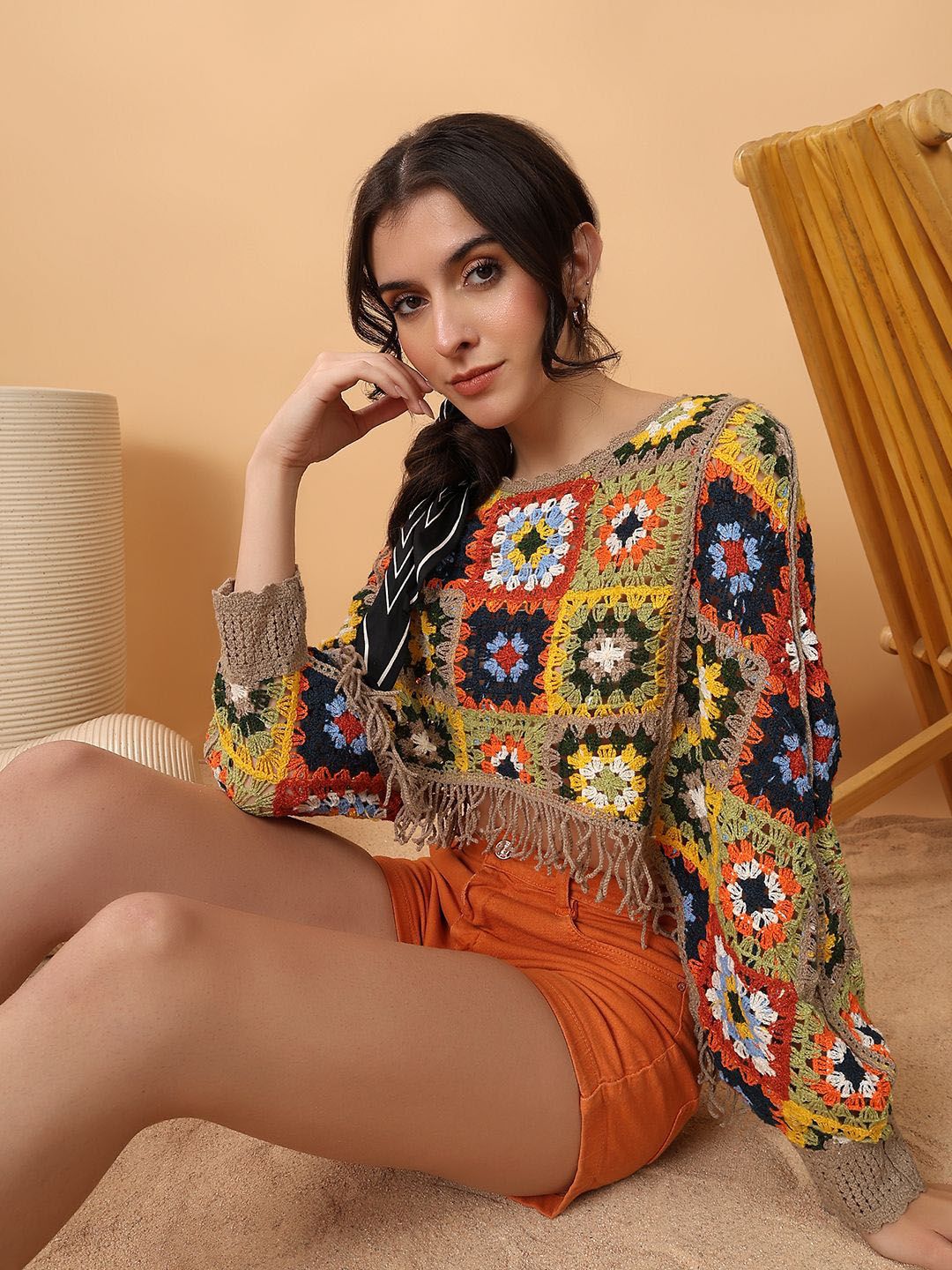 Kotty Women Embellished Print Cotton Top