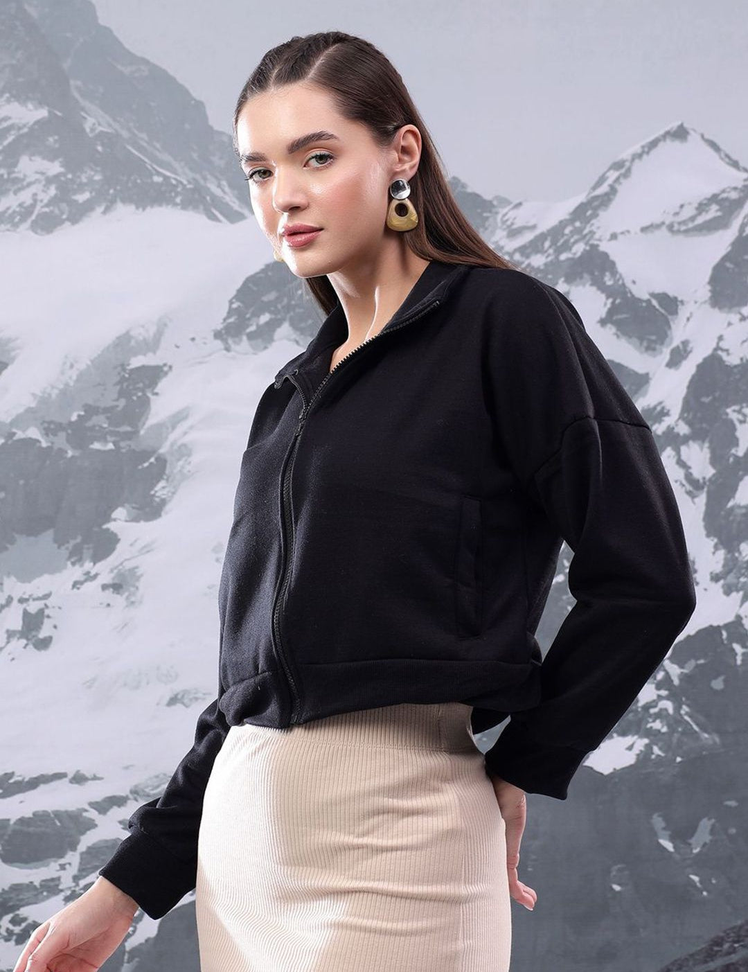 Kotty Women High Neck Full Sleeve Sweatshirt