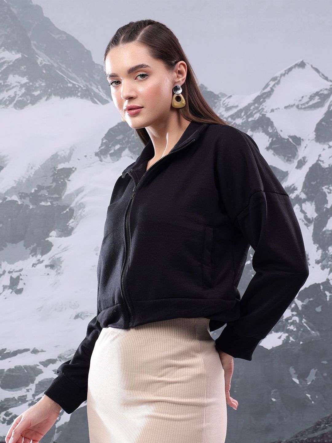 Kotty Women High Neck Full Sleeve Sweatshirt