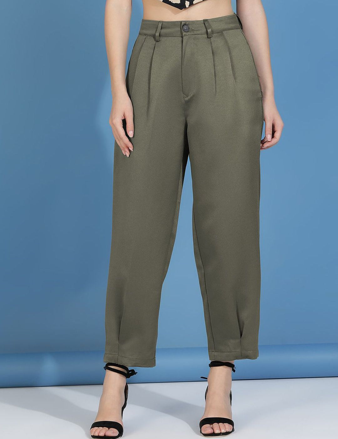 Kotty Women Relaxed Slim Fit High-Rise Easy Wash Trousers