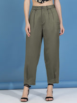 Kotty Women Relaxed Slim Fit High-Rise Easy Wash Trousers