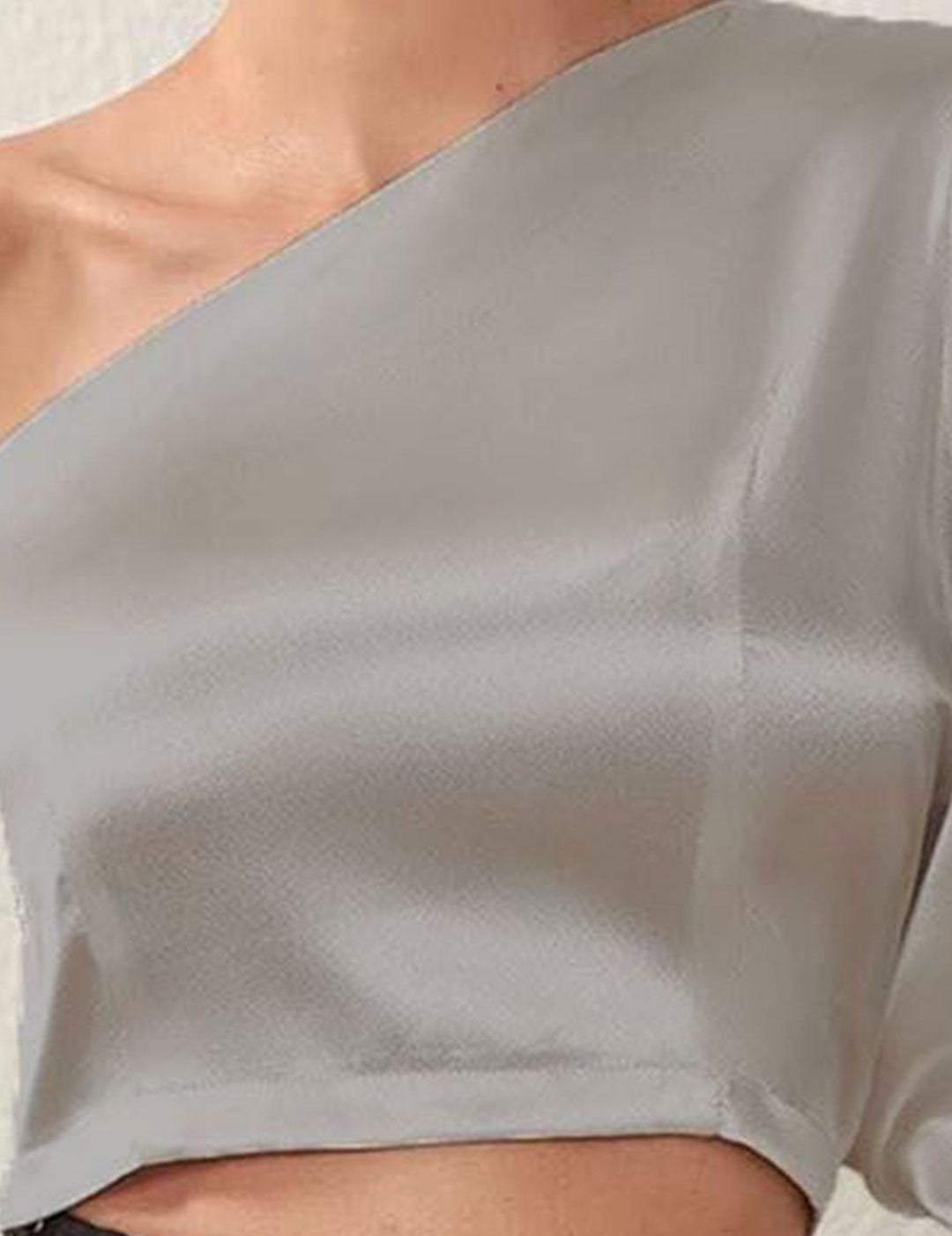 Kotty Women Solid One Shoulder Satin Crop Top