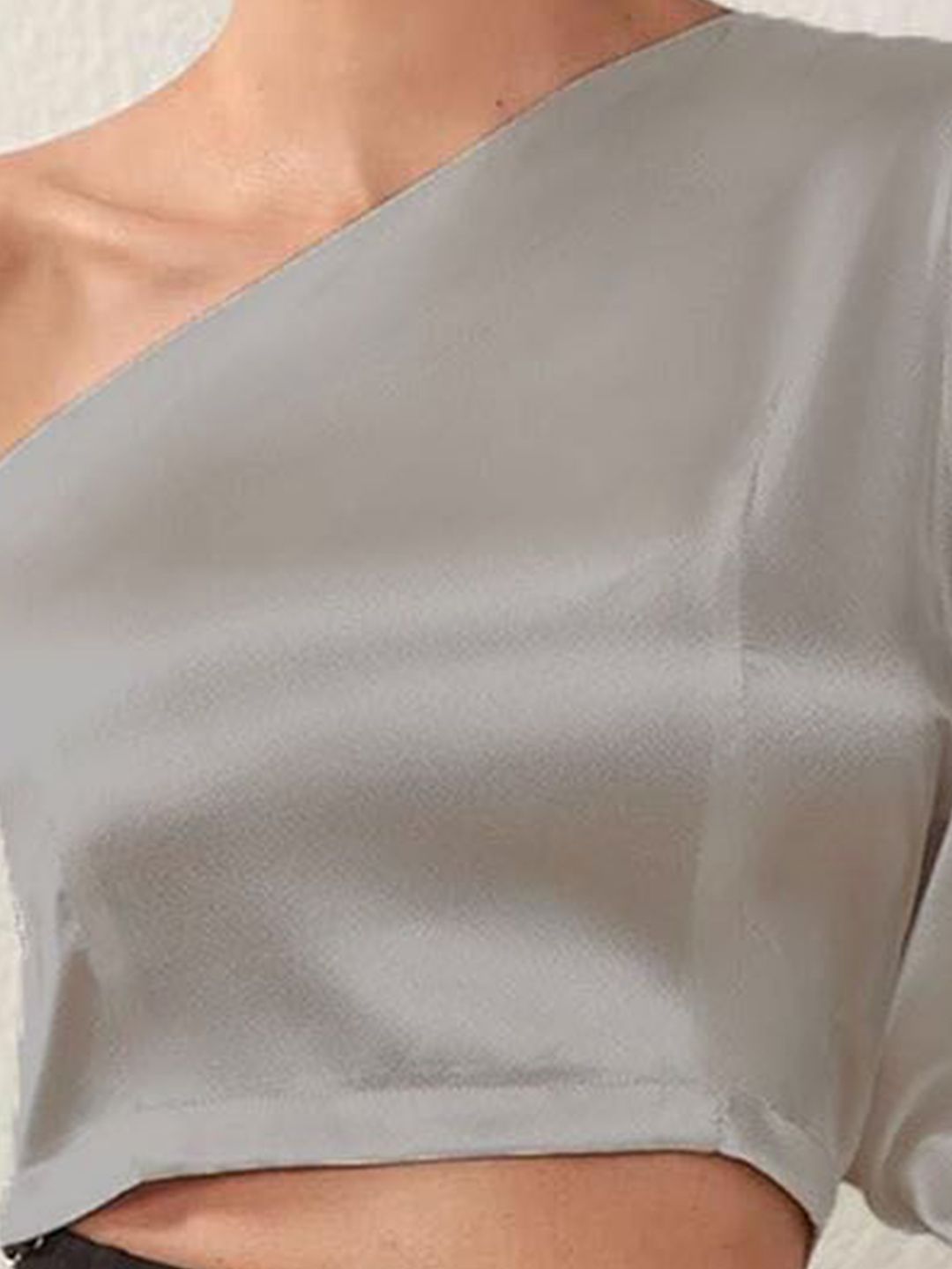 Kotty Women Solid One Shoulder Satin Crop Top