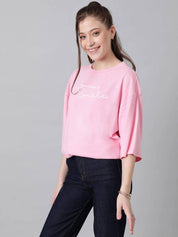 Kotty Women Typography Printed Drop-Shoulder Sleeves T-shirt