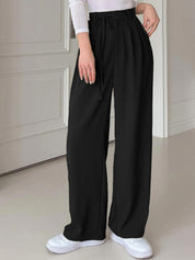 Kotty Women Cotton Relaxed Straight Leg Straight Fit High-Rise Easy Wash Pleated Trousers