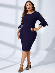 CURVE BY KOTTY Women Flared Sleeves Bodycon Midi Dress