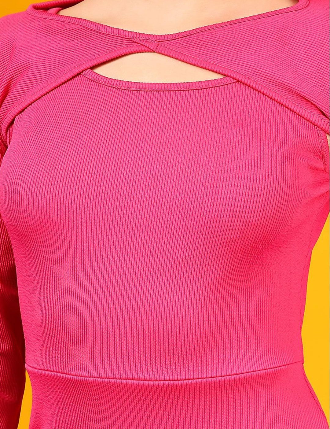 Kotty Women Keyhole Neck Bodycon Midi Dress