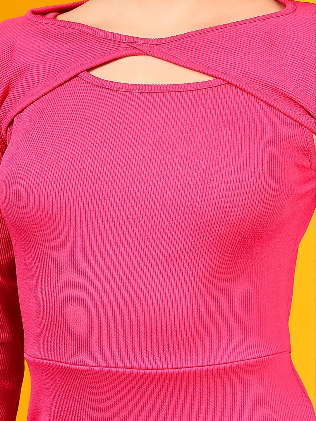 Kotty Women Keyhole Neck Bodycon Midi Dress