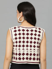 Kotty Women Geometric V-Neck Crop Top