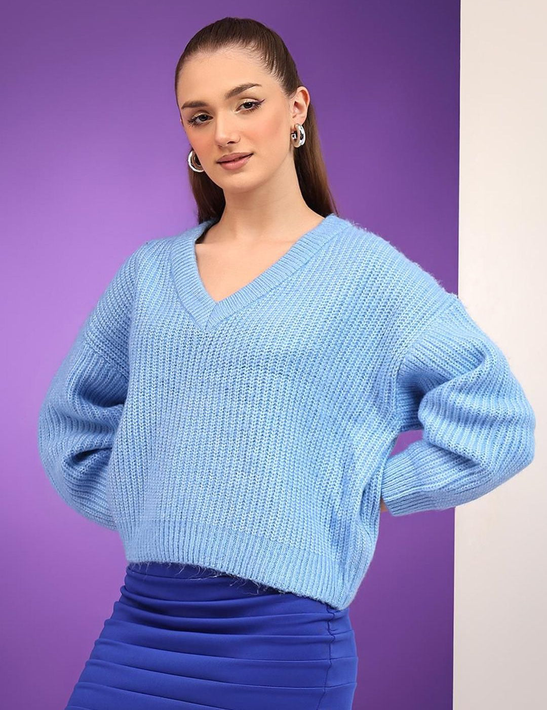 Kotty Women Cable Knit Crop Pullover