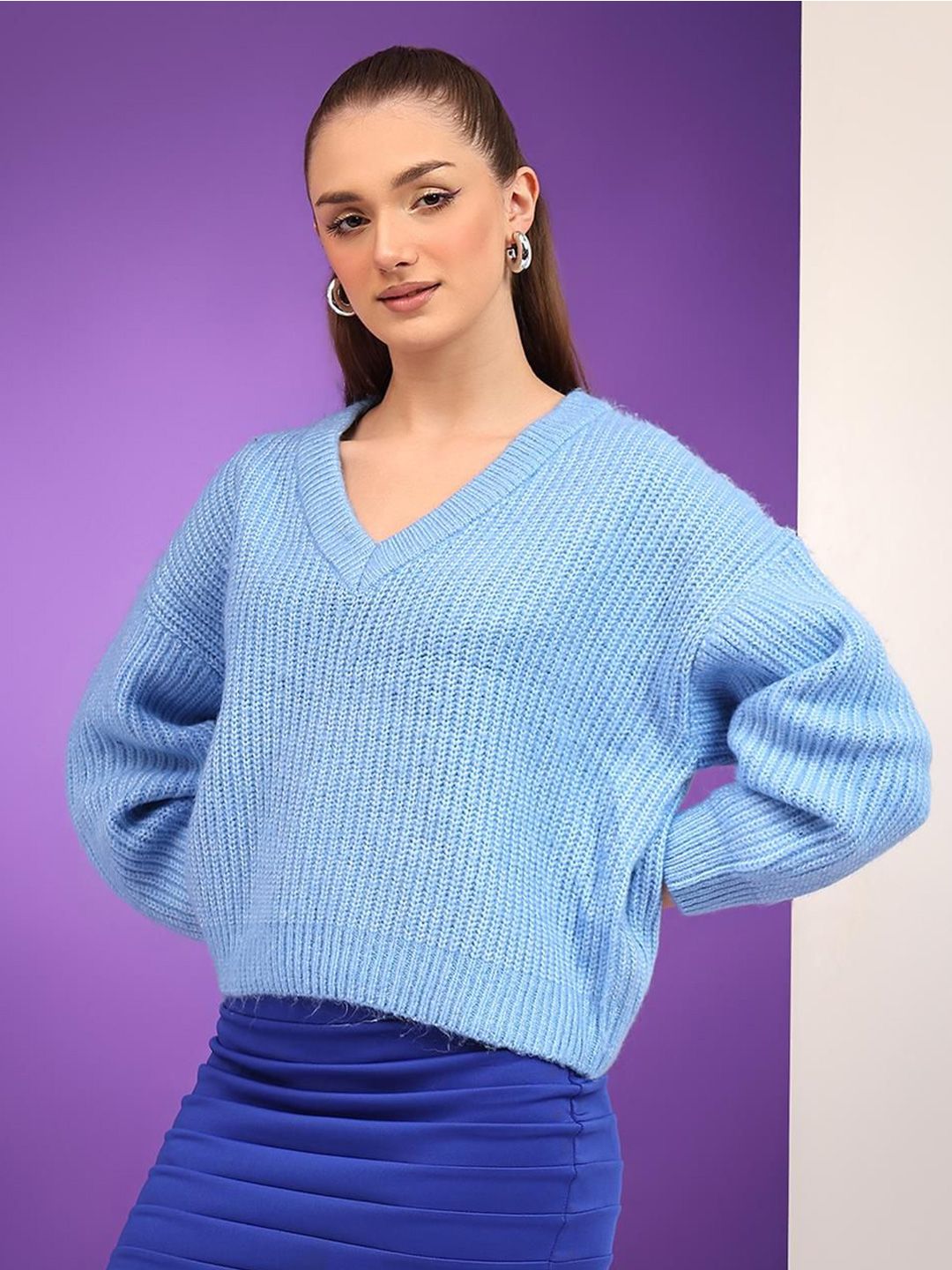 Kotty Women Cable Knit Crop Pullover