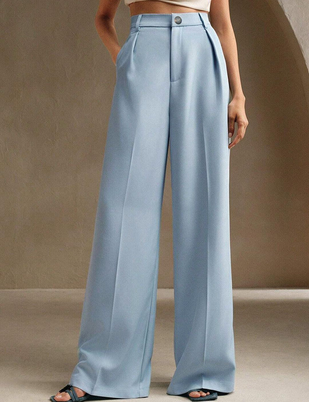 Kotty Women Straight Fit High-Rise Easy Wash Pleated Trousers