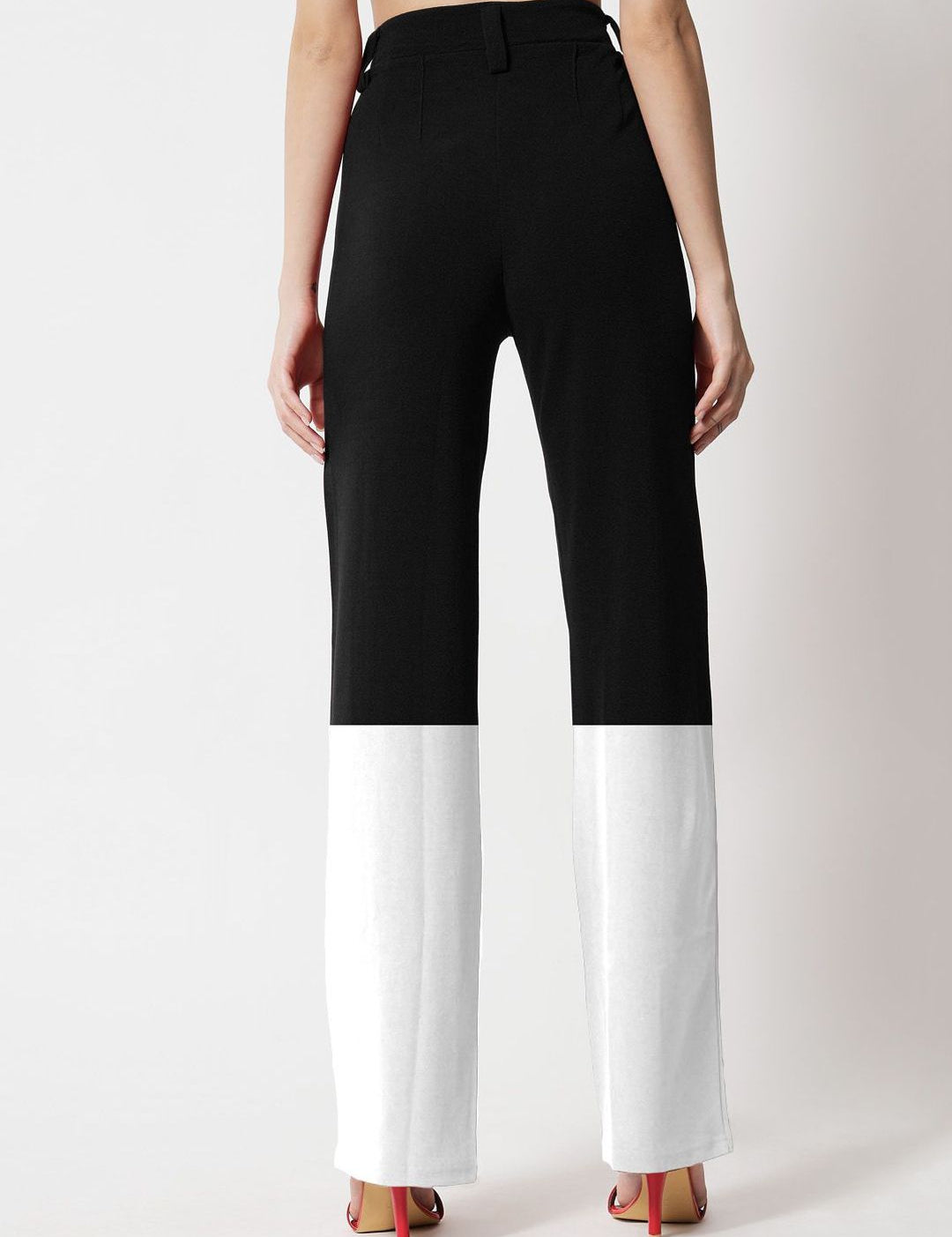 Kotty Women Colourblocked Relaxed Straight Leg Straight Fit High-Rise Easy Wash Trousers