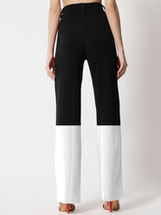 Kotty Women Colourblocked Relaxed Straight Leg Straight Fit High-Rise Easy Wash Trousers