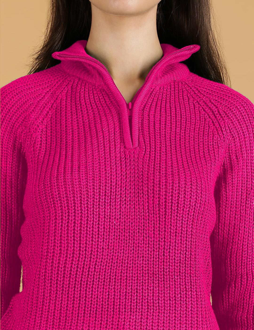 Kotty Women Mock Collar Ribbed Pullover Sweaters