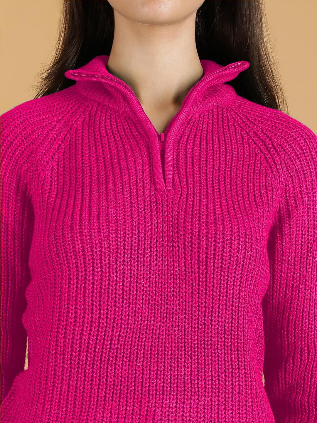 Kotty Women Mock Collar Ribbed Pullover Sweaters