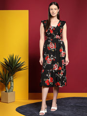 Kotty Print Crepe Fit & Flare Midi Dress