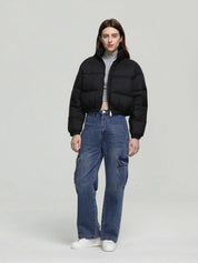 Kotty Women Black Crop Puffer Jacket