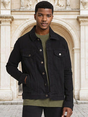 Kotty Men Solid Spread Collar Denim Jacket