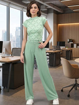Green Relaxed Fit High-Rise Trousers for Women | Kotty